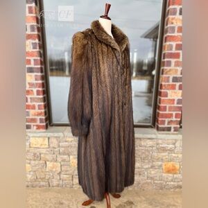 M/L Full Length Empire Sleeve Natural Fisher Fur Coat Real Fur Heavy